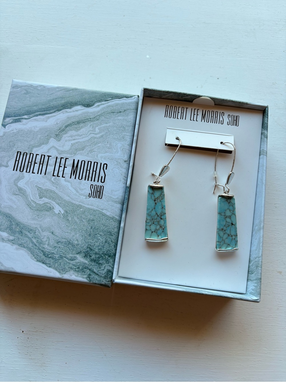 Robert Lee Morris Soho Turquoise Veined Drop Earrings